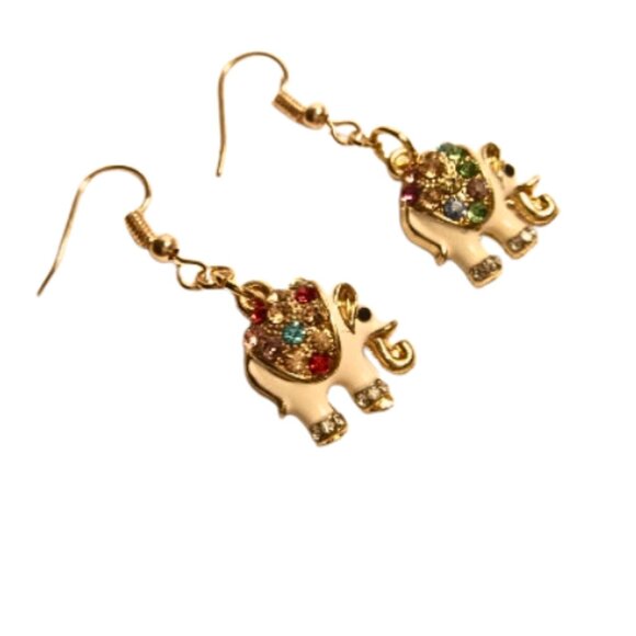 Rose Gold Indian Elephant Earrings - Picture 2 of 4